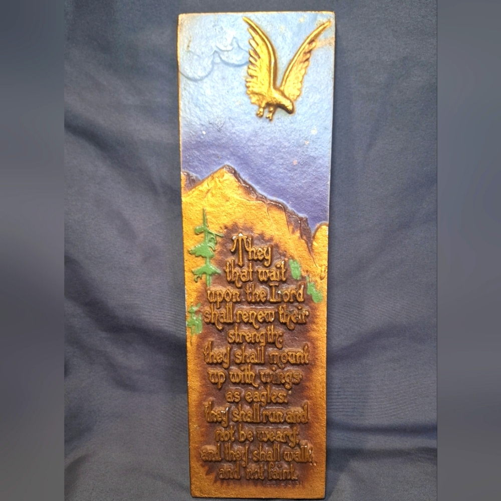 Vintage Cast Metal Religious Plaque Isaiah 40:31 Eagle Zondervan Publishing